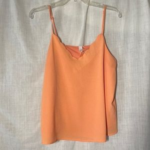 L Love Adjustable Spaghetti Strap Cami Blouse. Scalloped neck. Lined. Peach Med